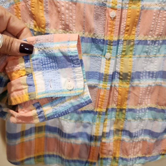 J. Crew The Perfect Shirt Multicolor Plaid Long Sleeves Womens Shirt Size M - Picture 4 of 9